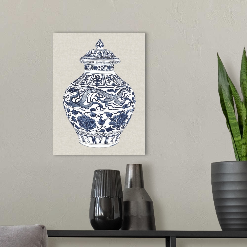 A modern room featuring Antique Chinese Vase III