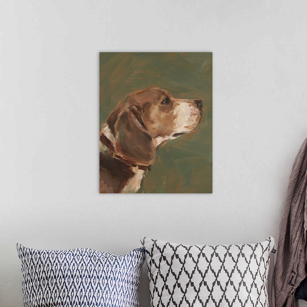 A bohemian room featuring Antique Dog Study I
