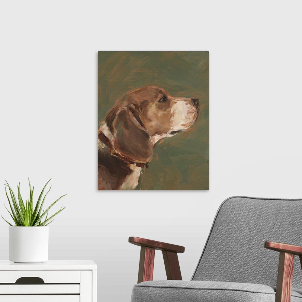 A modern room featuring Antique Dog Study I