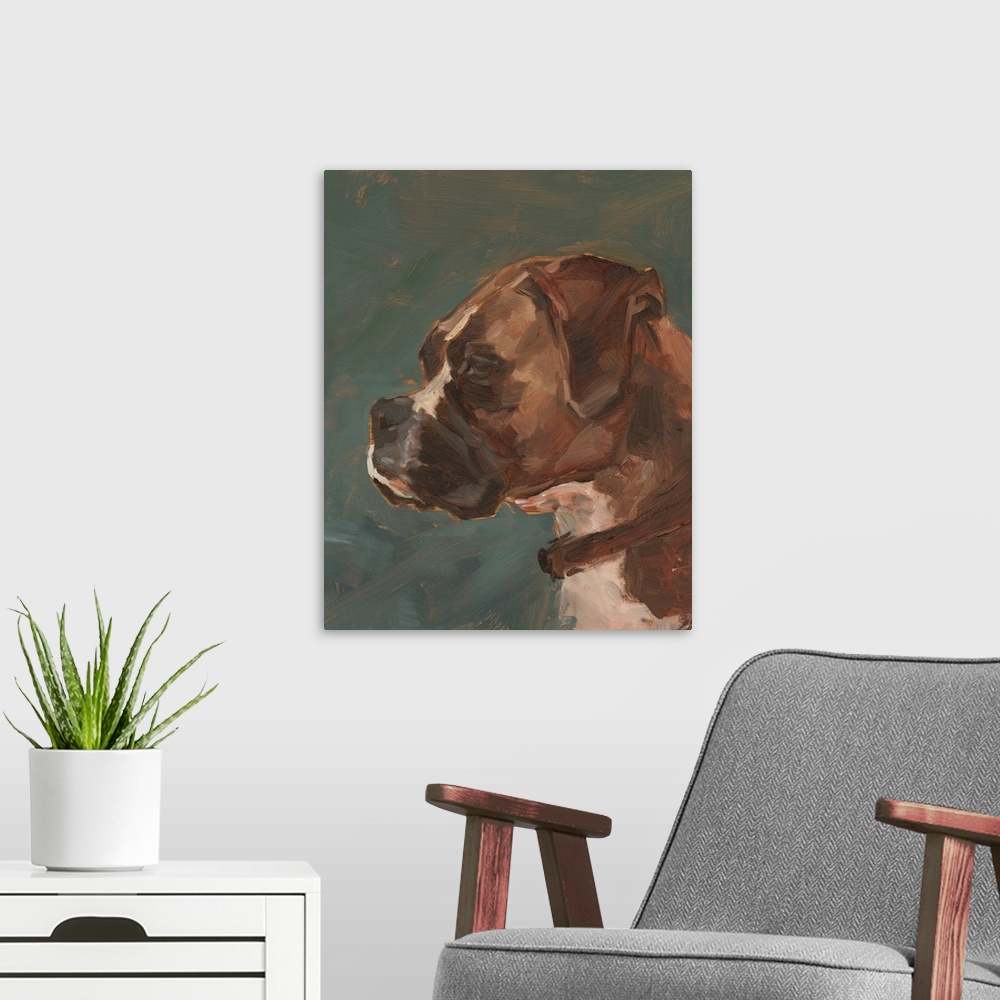 A modern room featuring Antique Dog Study II