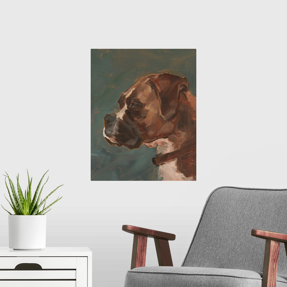 A modern room featuring Antique Dog Study II