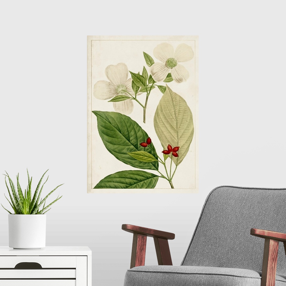 A modern room featuring Antique Flowering Trees III