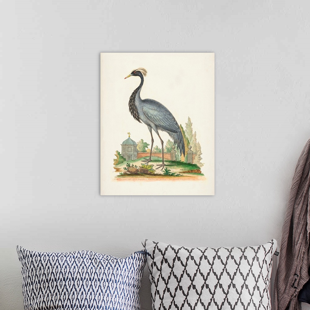 A bohemian room featuring Antique Heron & Cranes II