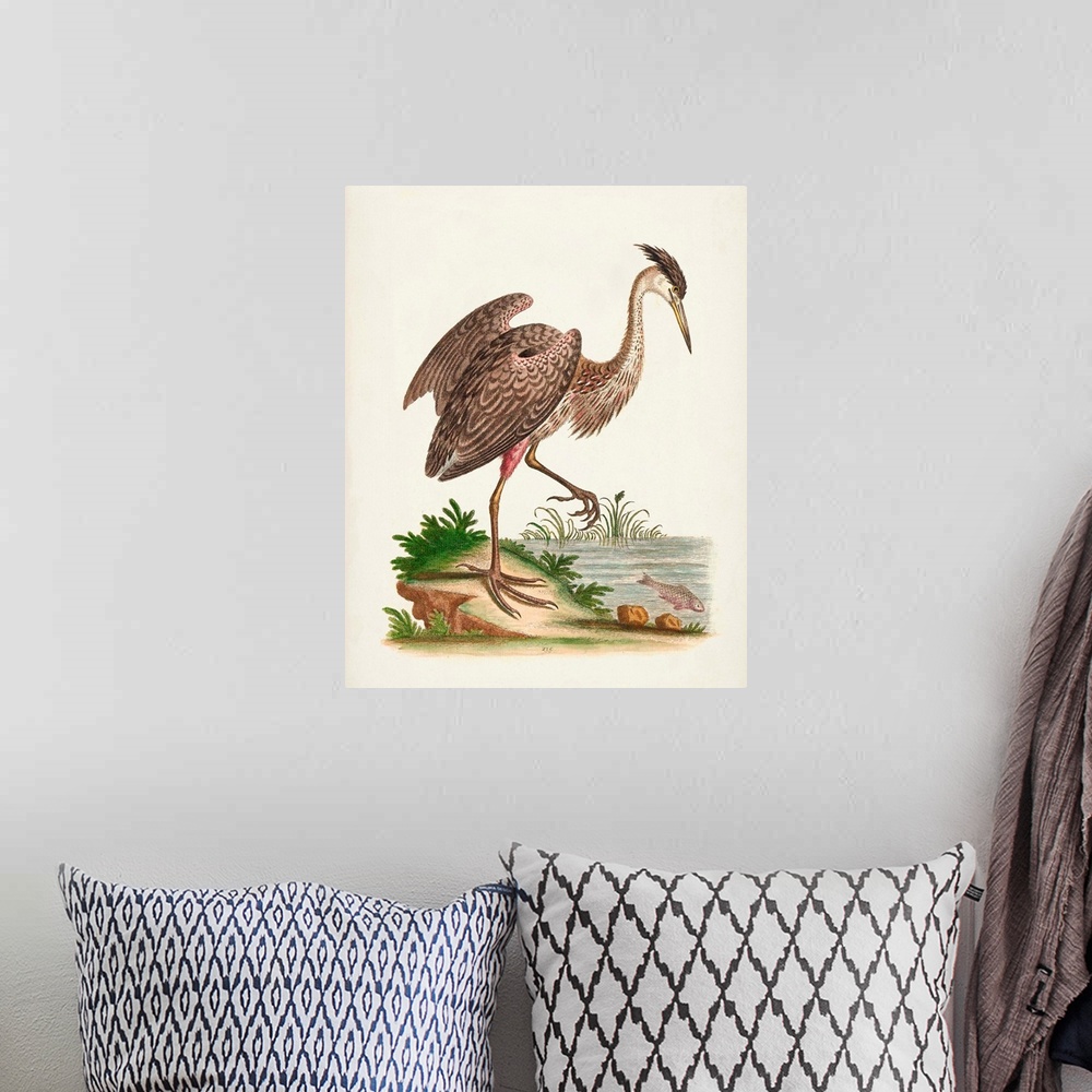 A bohemian room featuring Antique Heron & Cranes III