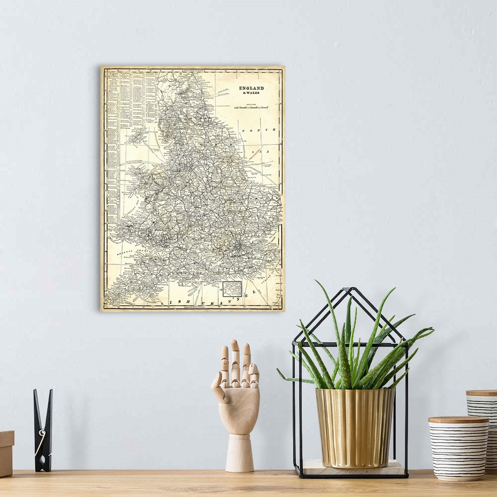 A bohemian room featuring Antique Map of England