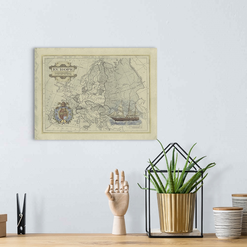 A bohemian room featuring Antique Map of Europe