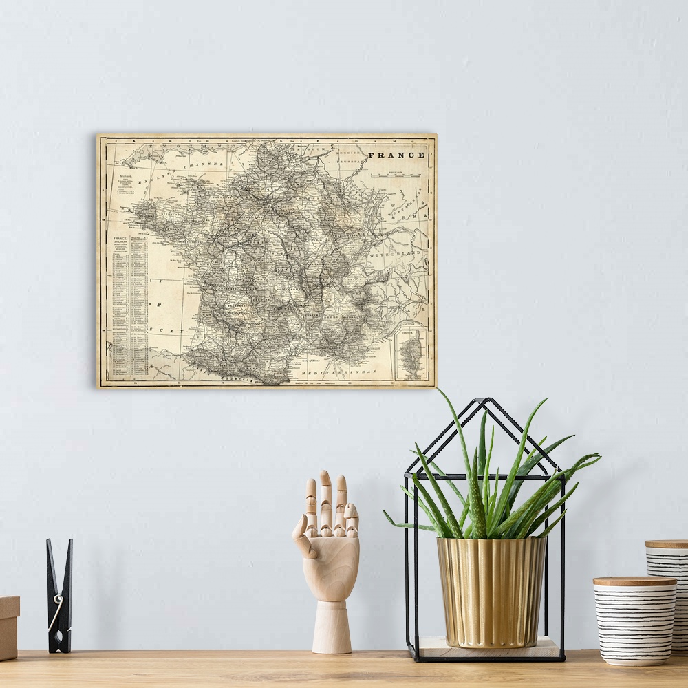 A bohemian room featuring Antique Map of France
