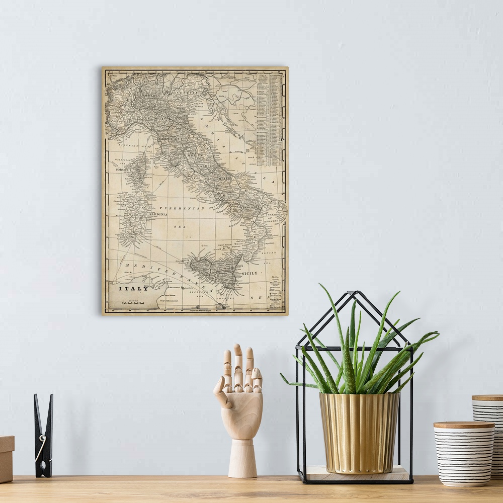 A bohemian room featuring Antique Map of Italy