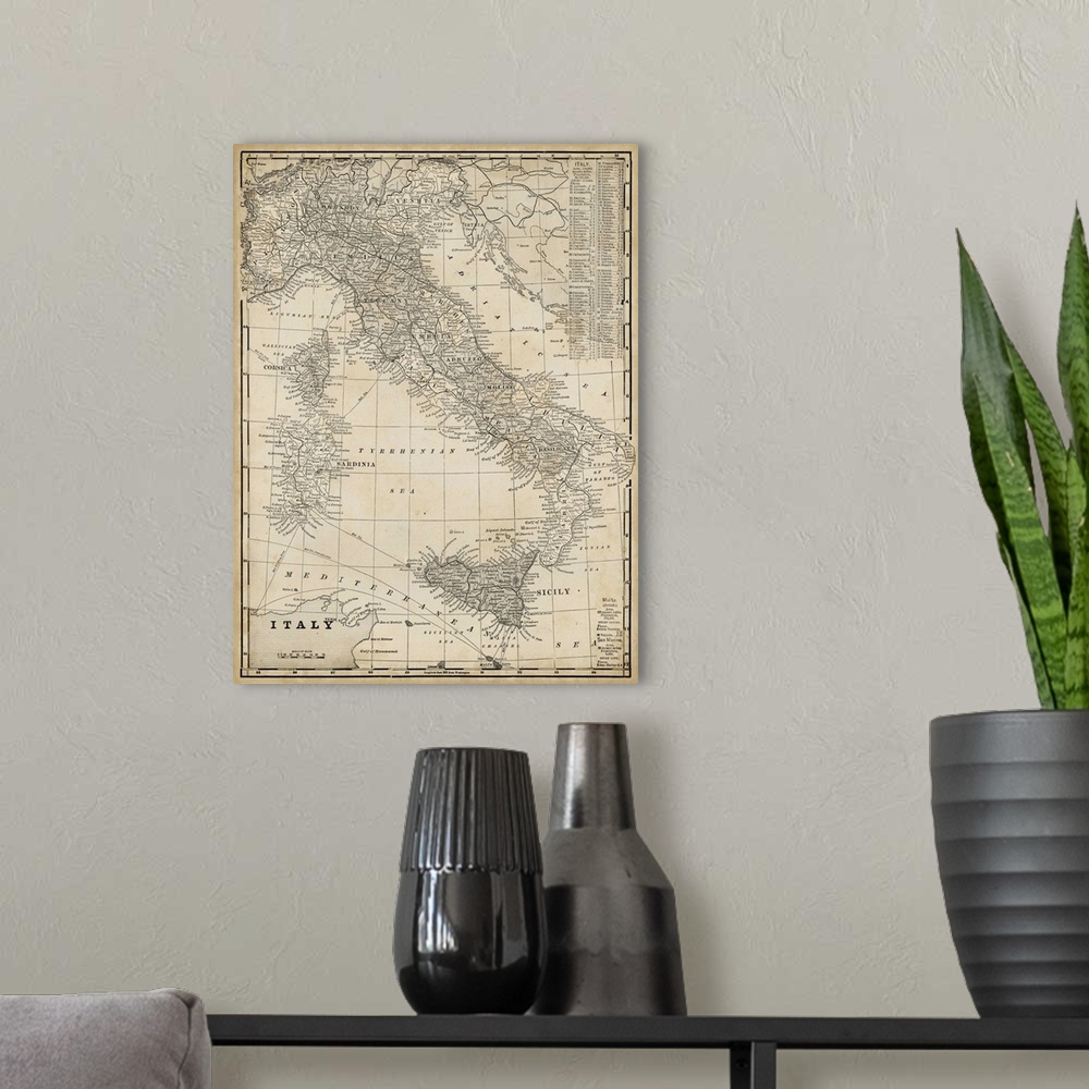 A modern room featuring Antique Map of Italy