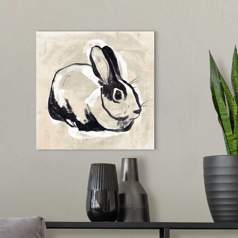 A modern room featuring Antique Rabbit I