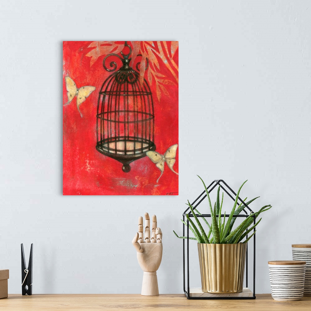 A bohemian room featuring Asian Bird Cage I