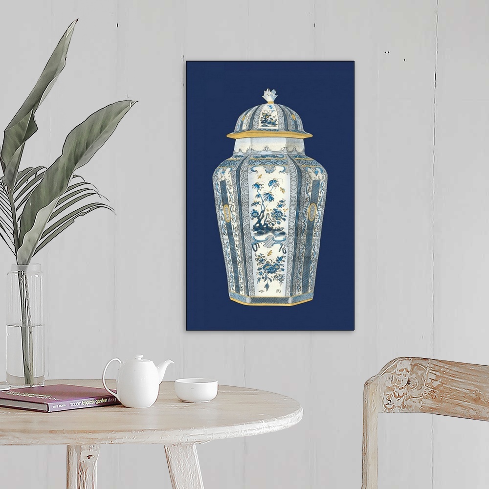 A farmhouse room featuring Asian Urn in Blue and White I