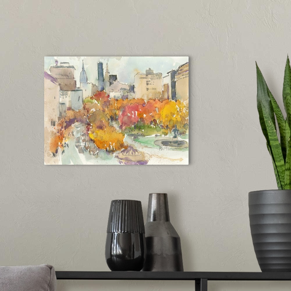 A modern room featuring Autumn In New York - Study III