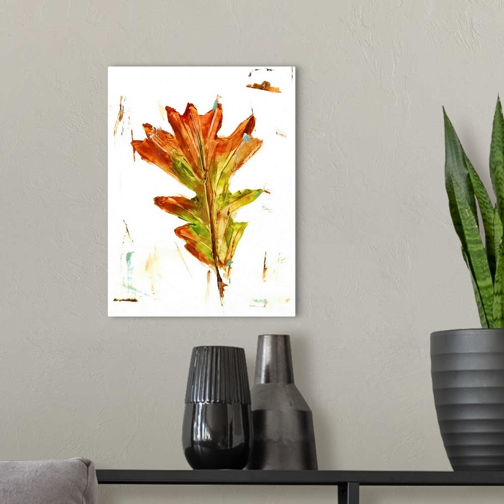 A modern room featuring Autumn Leaf Study IV