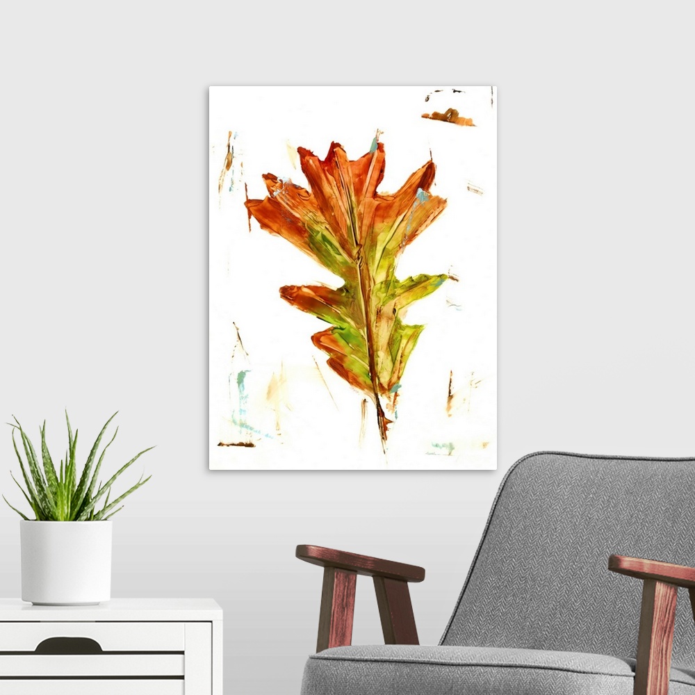 A modern room featuring Autumn Leaf Study IV