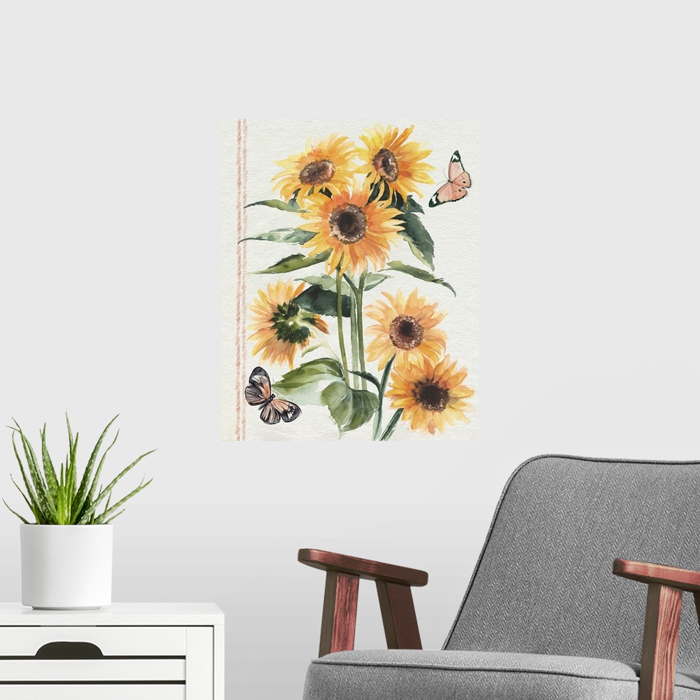 A modern room featuring Autumn Sunflowers I