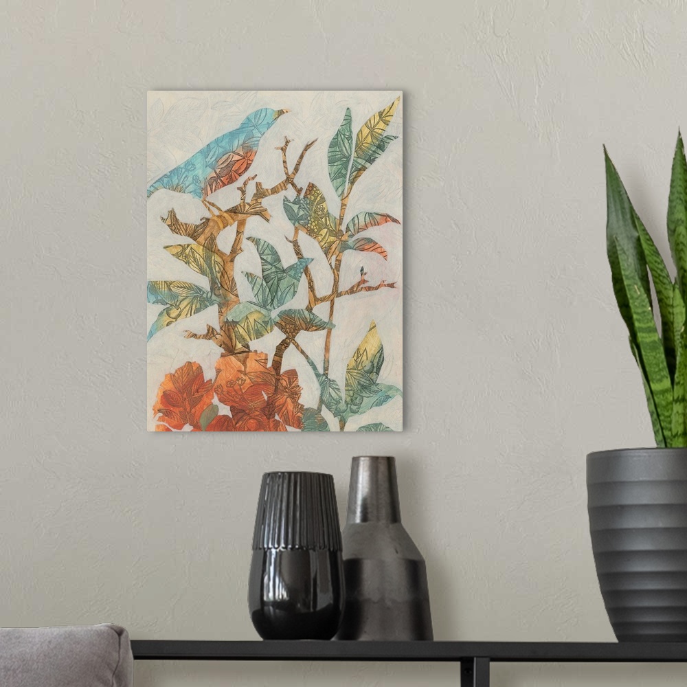 A modern room featuring Aviary Collage I