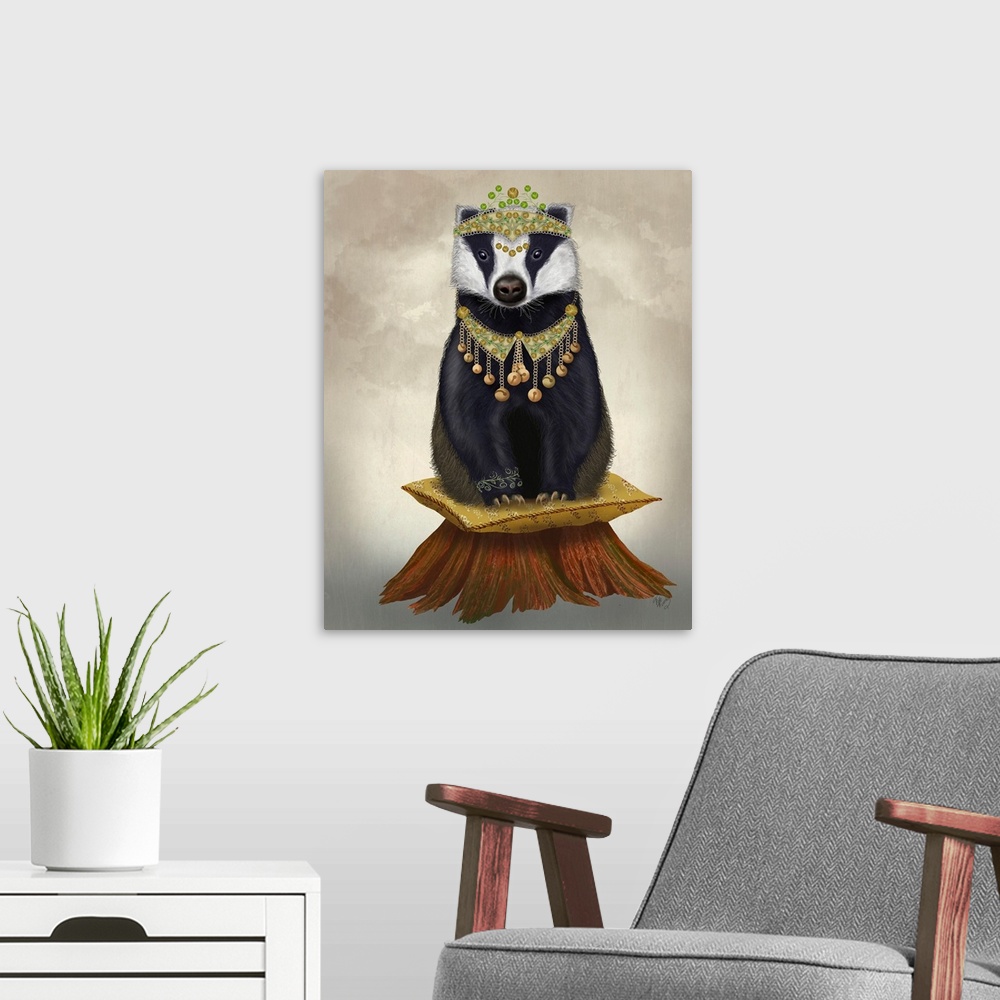A modern room featuring Badger with Tiara, Full