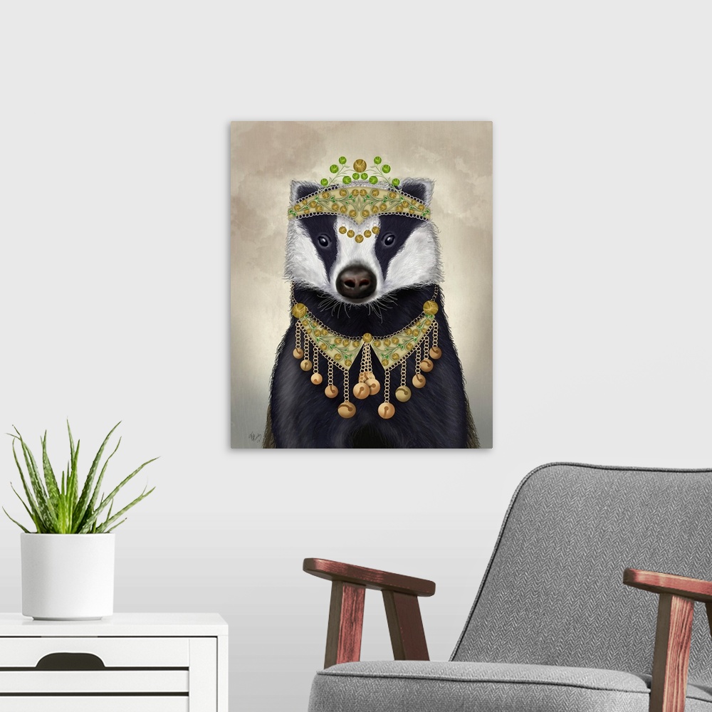 A modern room featuring Badger with Tiara, Portrait