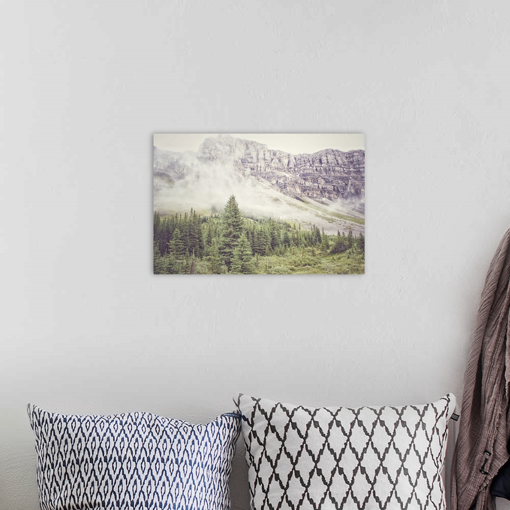 A bohemian room featuring Photograph of Canadian Rocky Mountains near Banff, Alberta, Canada.