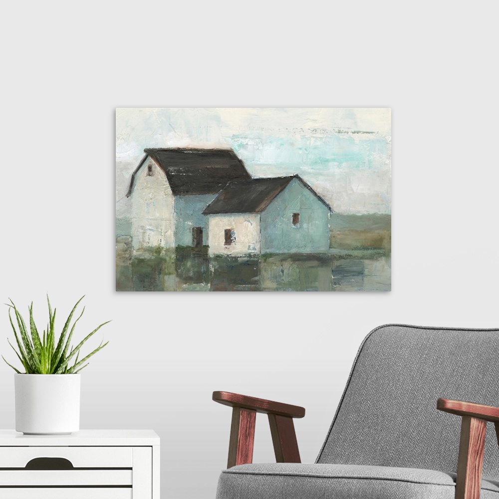 A modern room featuring Barn At Sunset II