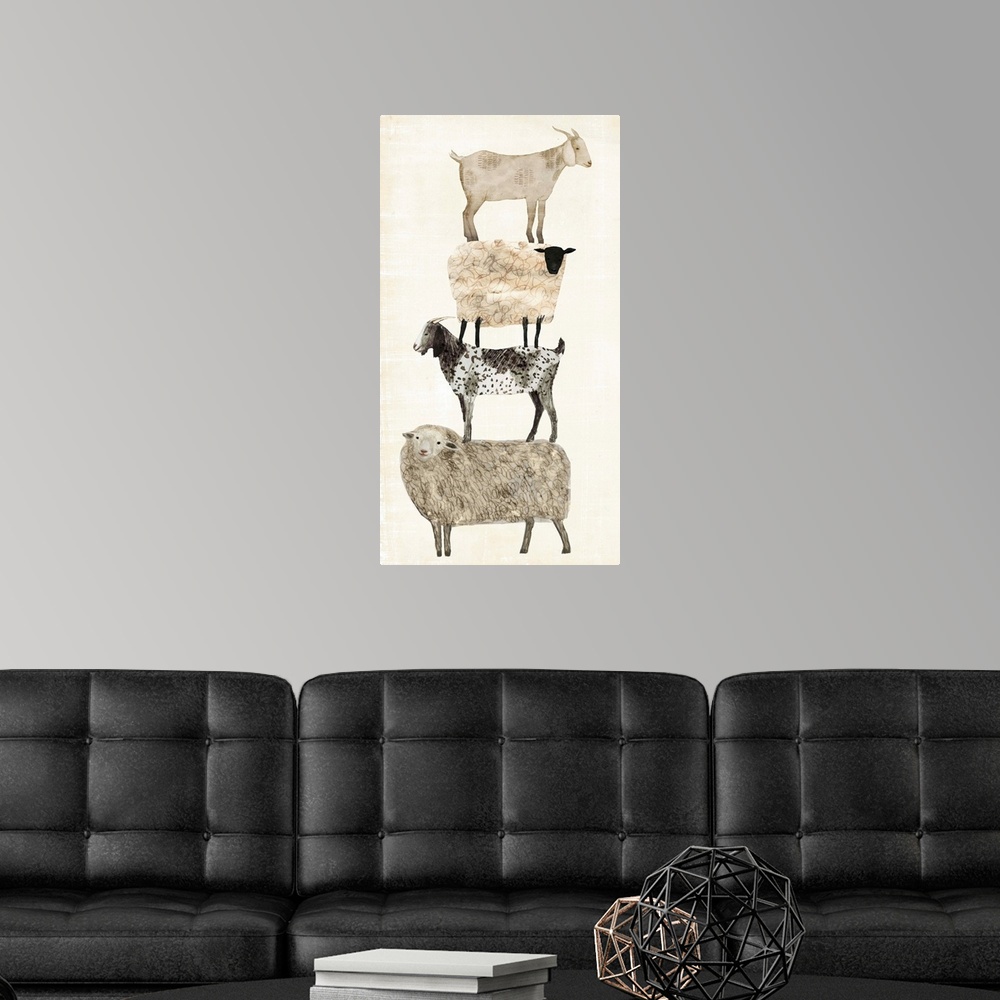 A modern room featuring Barnyard Buds Collection B