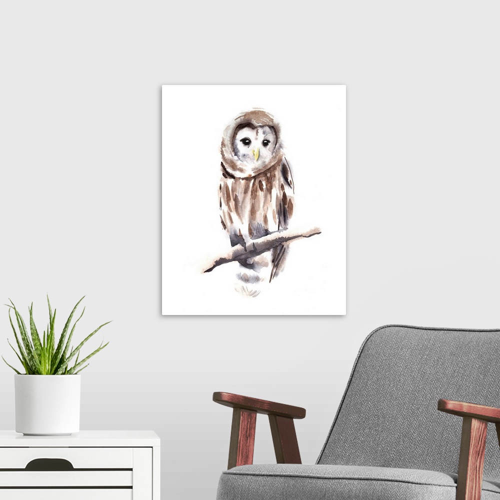A modern room featuring Barred Owl Impressions I