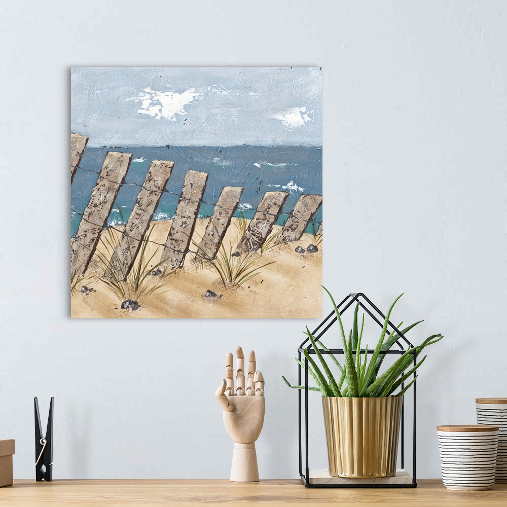 A bohemian room featuring Beach Scene Triptych II