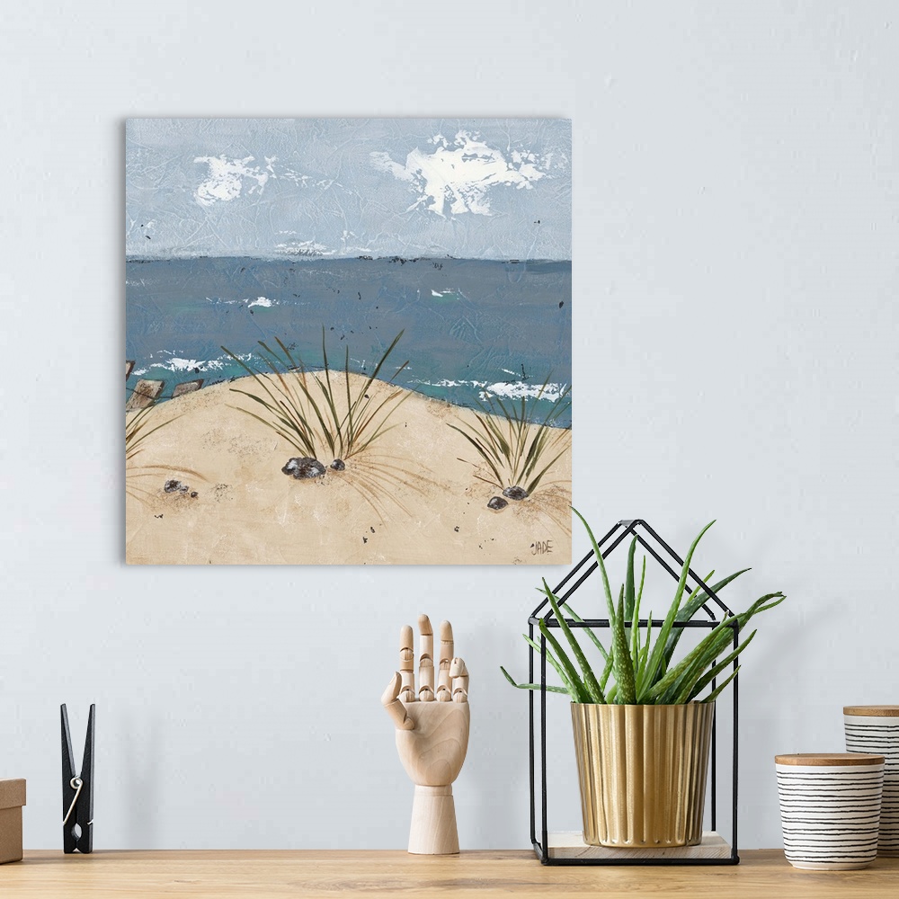 A bohemian room featuring Beach Scene Triptych III