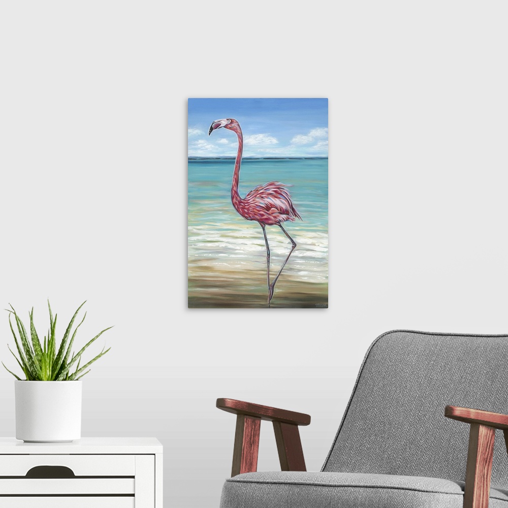 A modern room featuring Beach Walker Flamingo II