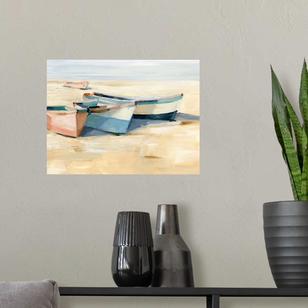 A modern room featuring Beached Boats II