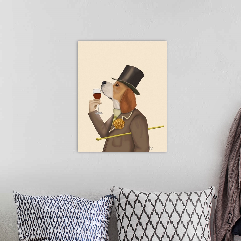 A bohemian room featuring Beagle Wine Snob