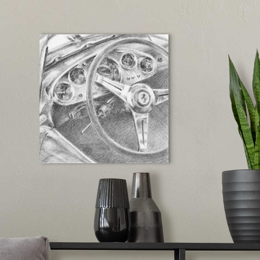 A modern room featuring Behind the Wheel I