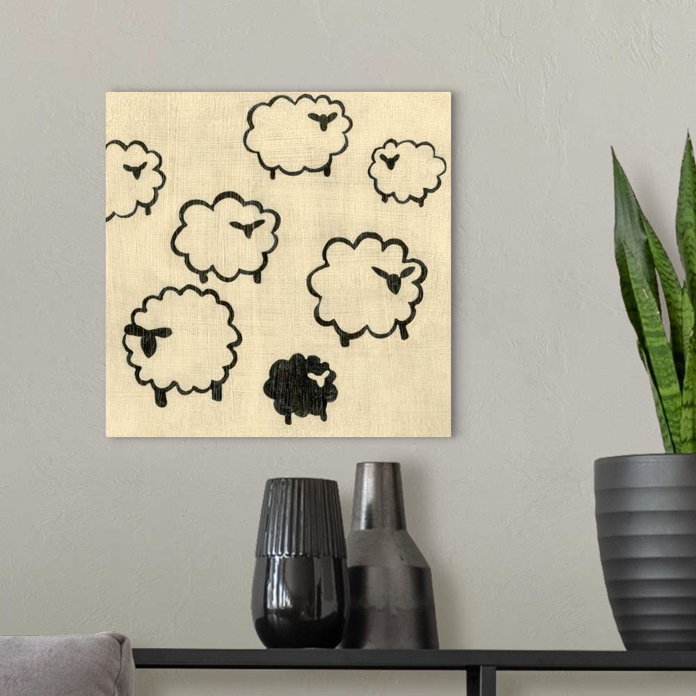 A modern room featuring Best Friends - Sheep