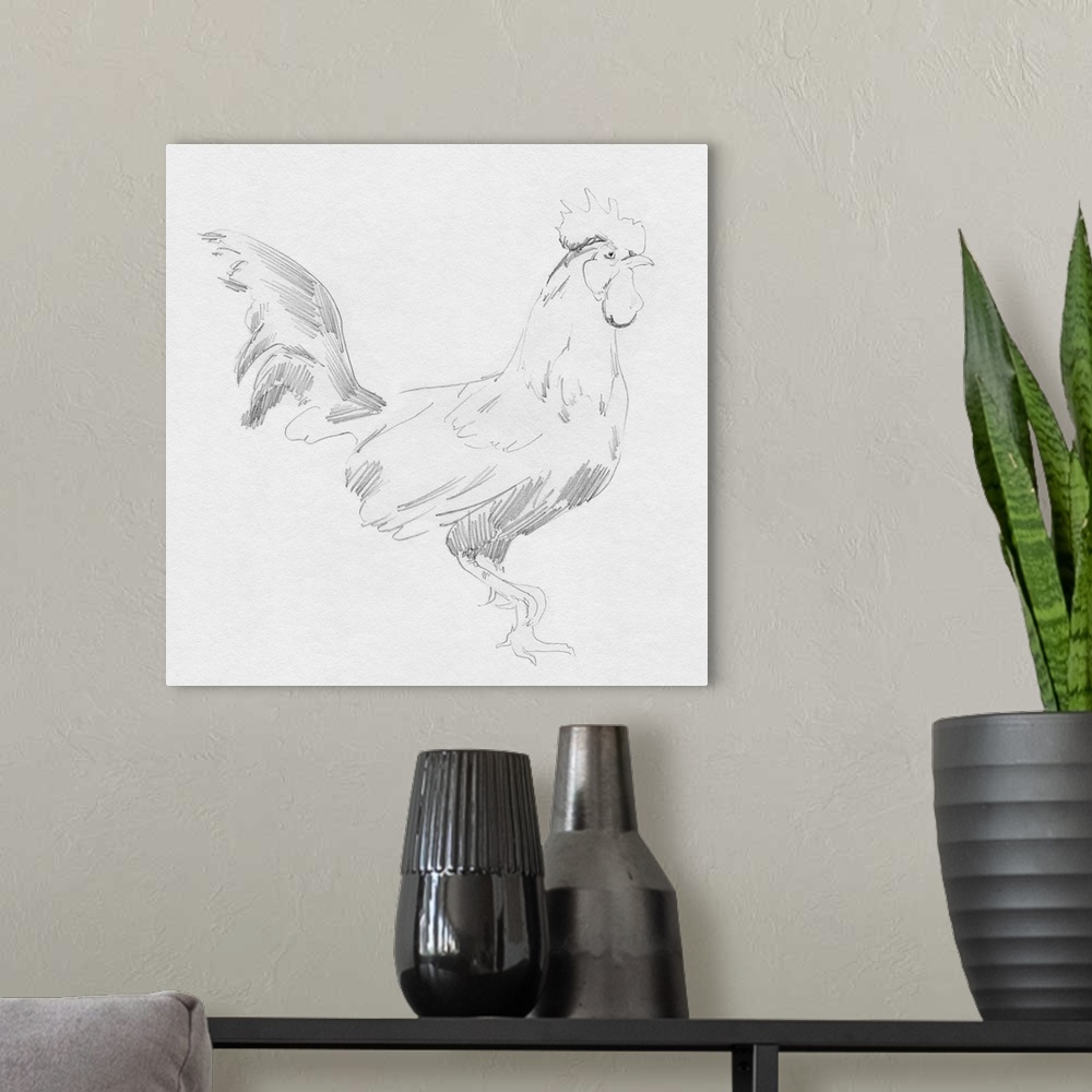 A modern room featuring Big Rooster Sketch I