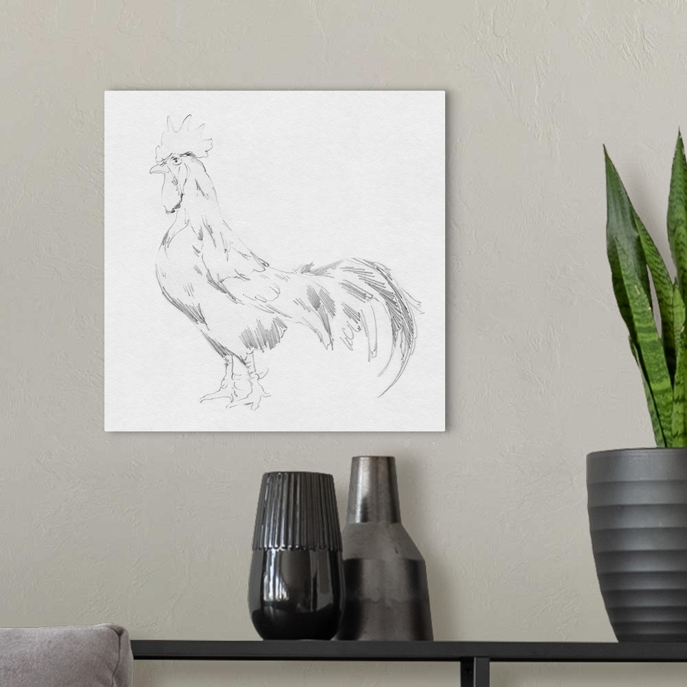 A modern room featuring Big Rooster Sketch II