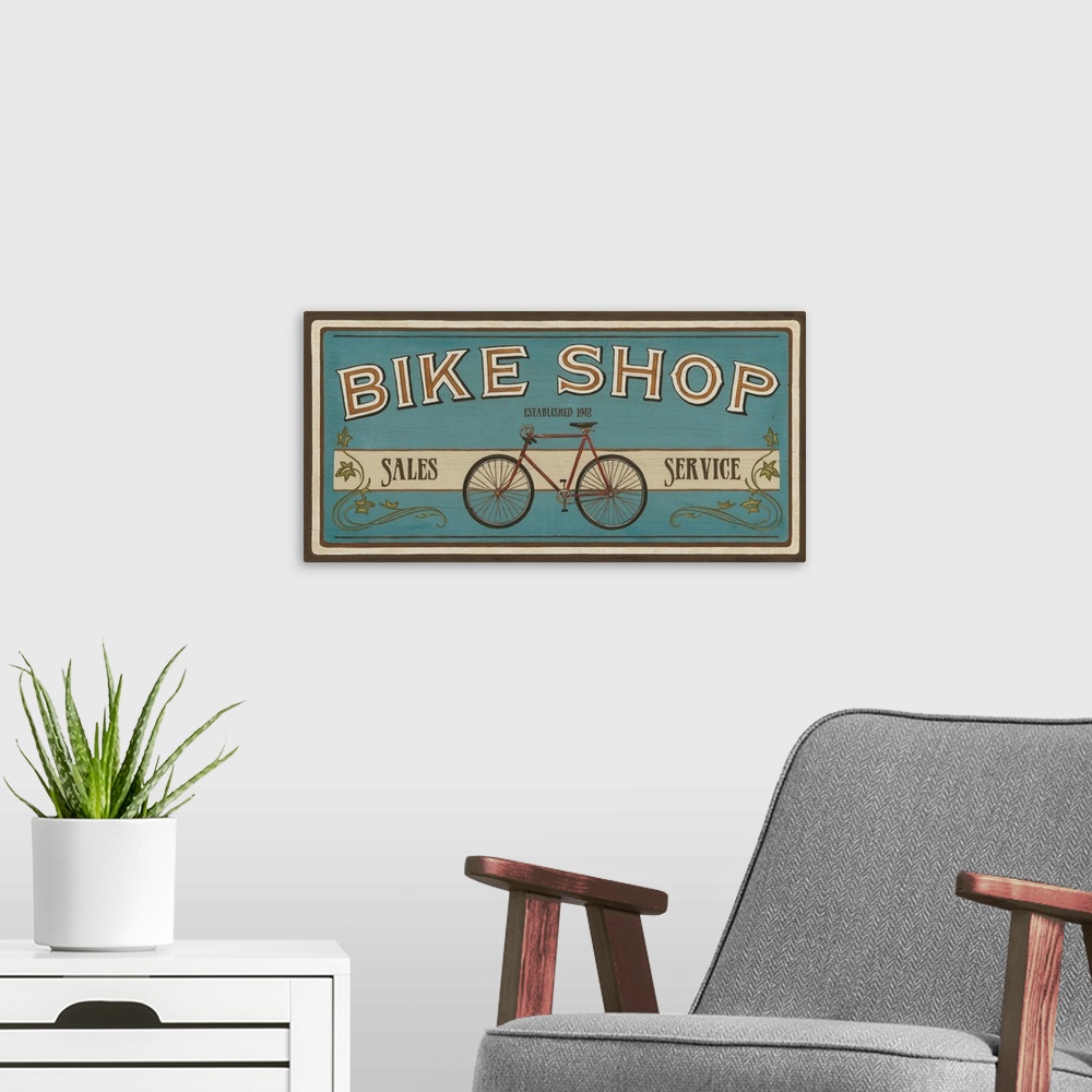 A modern room featuring Bike Shop I