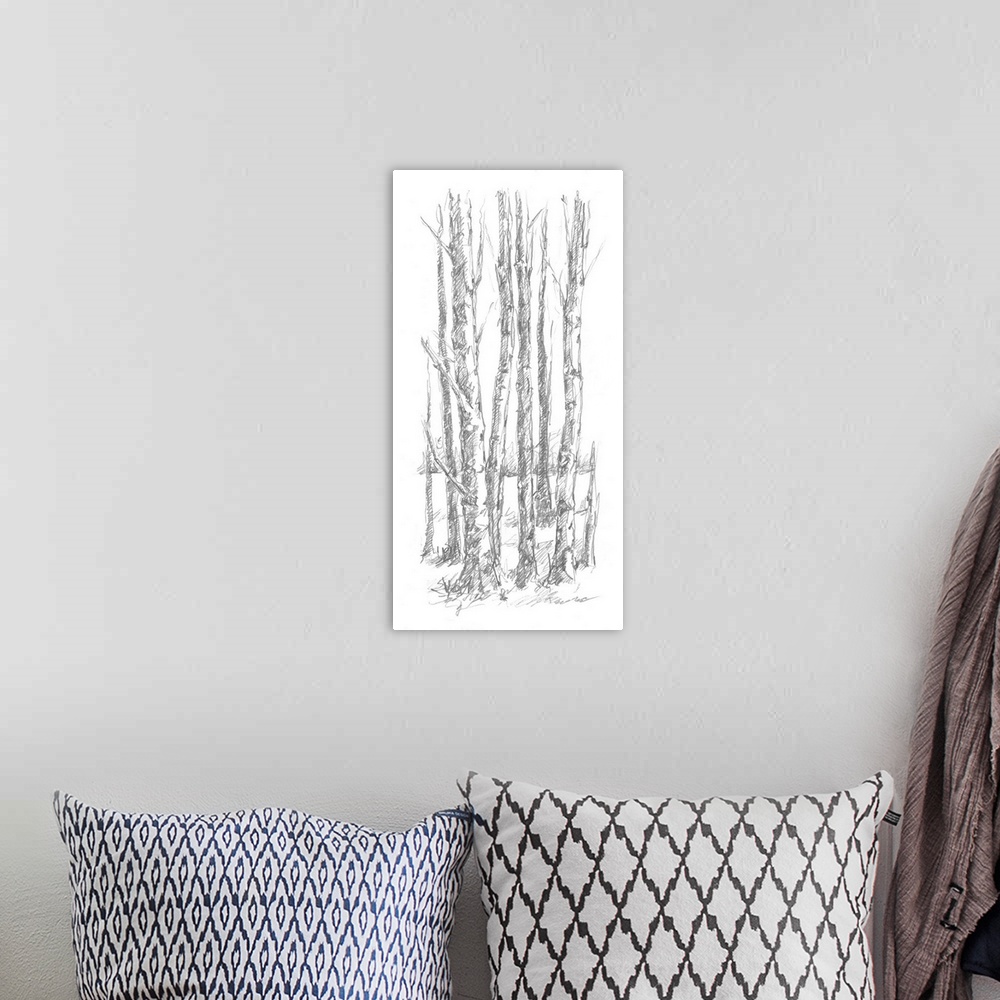 A bohemian room featuring Birch Tree Sketch I