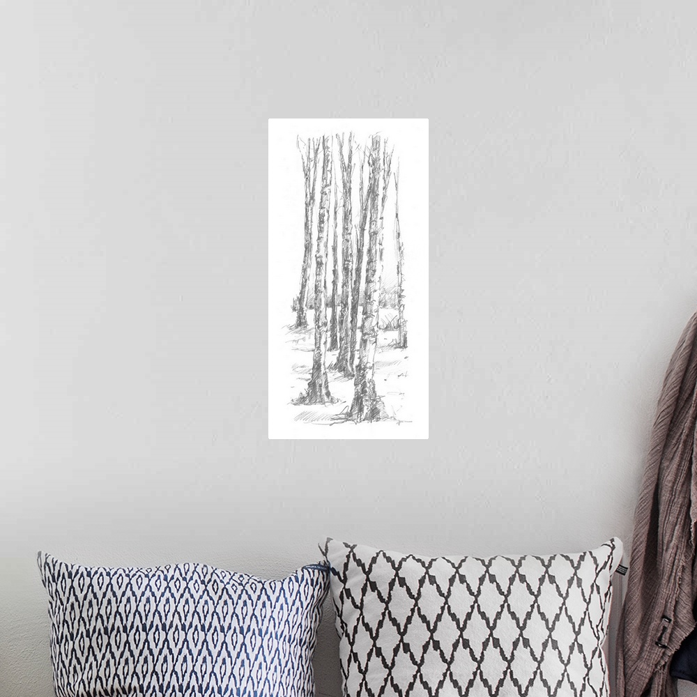 A bohemian room featuring Birch Tree Sketch II