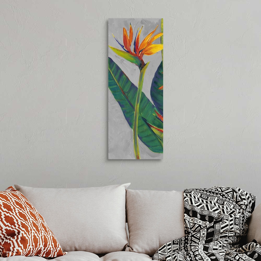 A bohemian room featuring Bird of Paradise Triptych I
