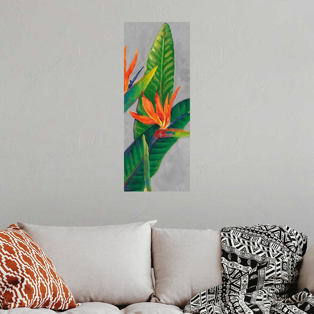 A bohemian room featuring Bird of Paradise Triptych III