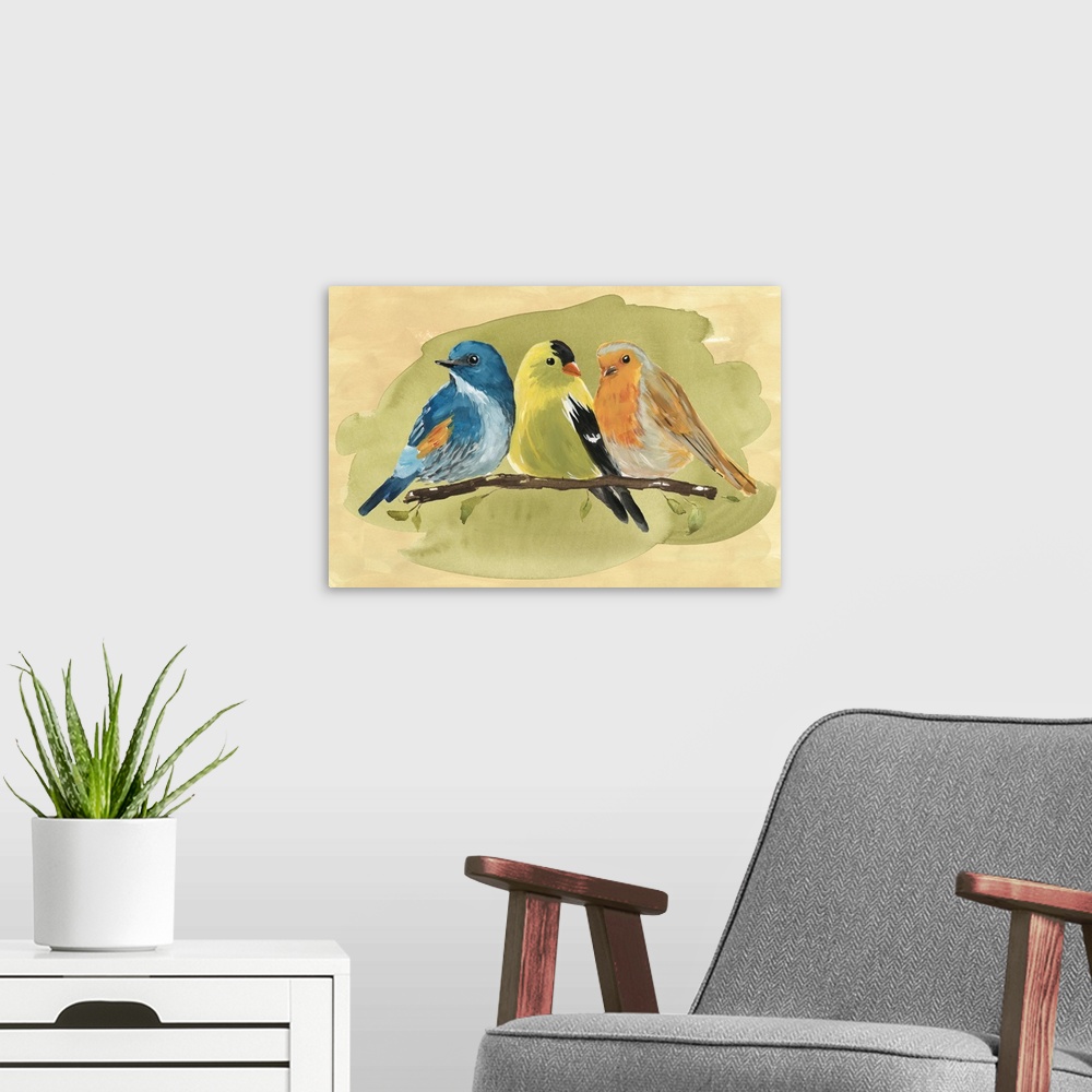 A modern room featuring Bird Perch I