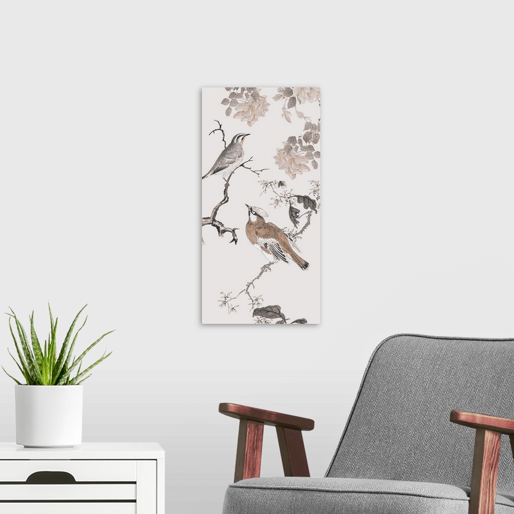 A modern room featuring Birds Of Asia I