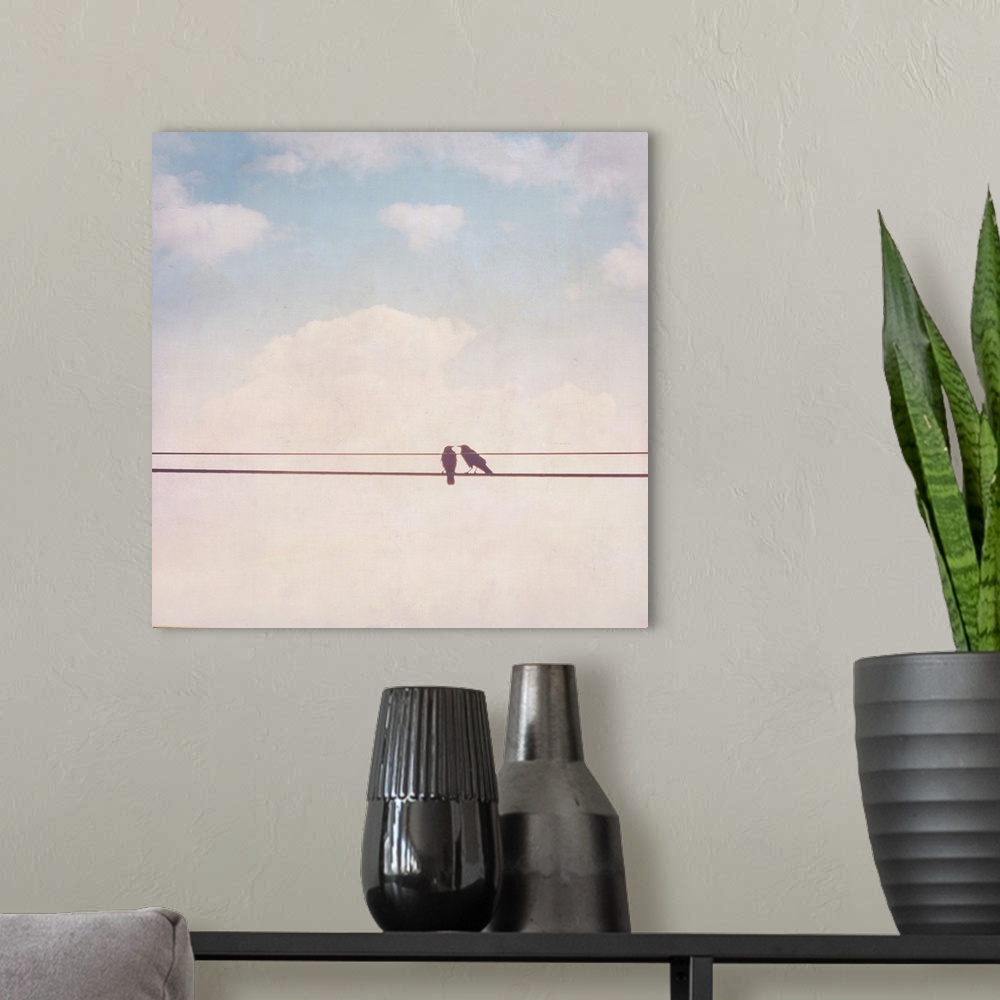 A modern room featuring Birds on Wires II
