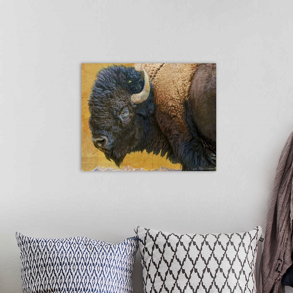 A bohemian room featuring Bison Portrait III