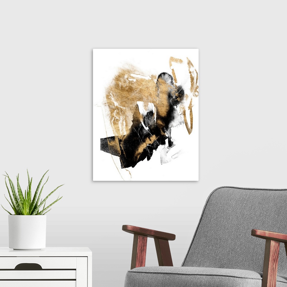 A modern room featuring Black and Gold Splash I
