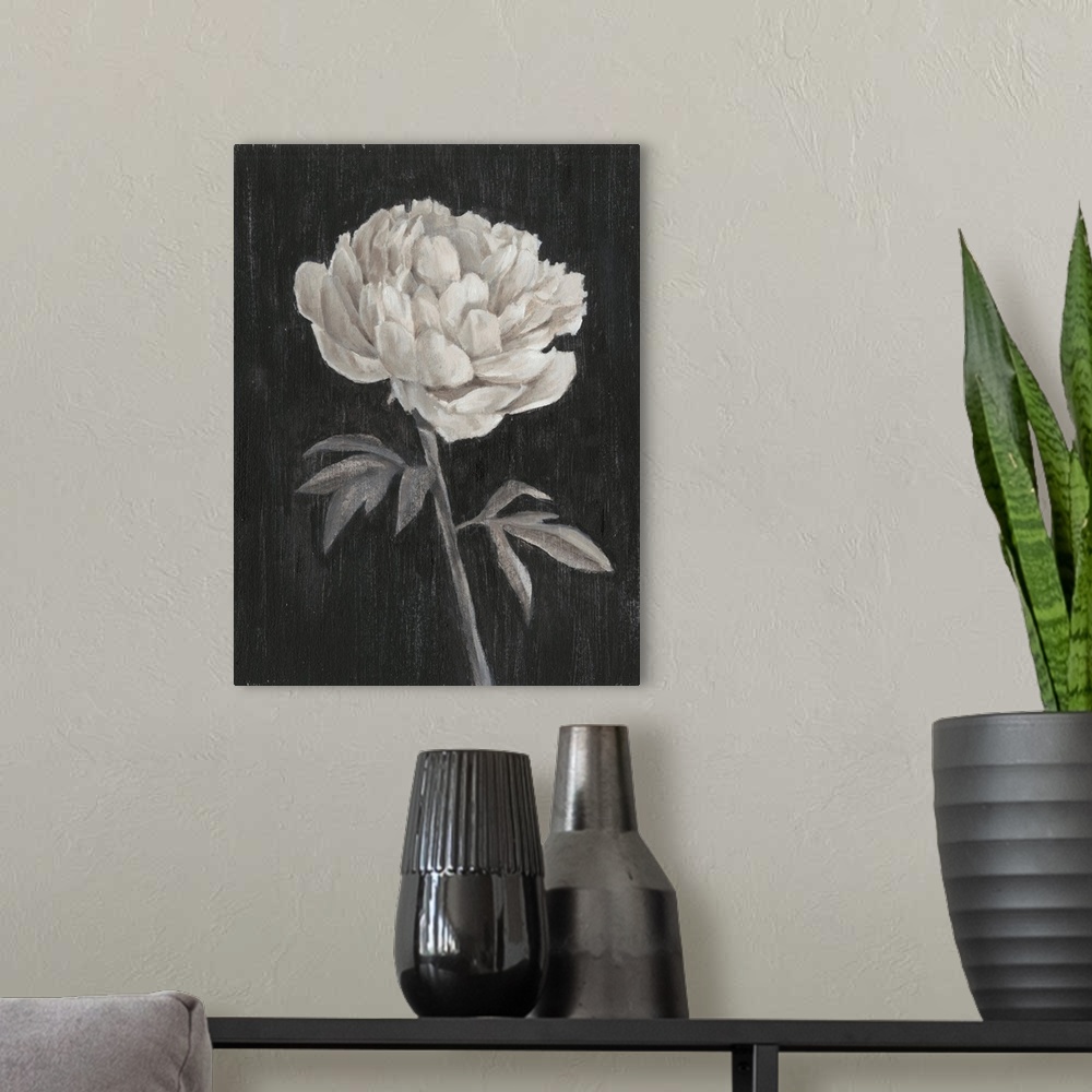 A modern room featuring Black and White Flowers I