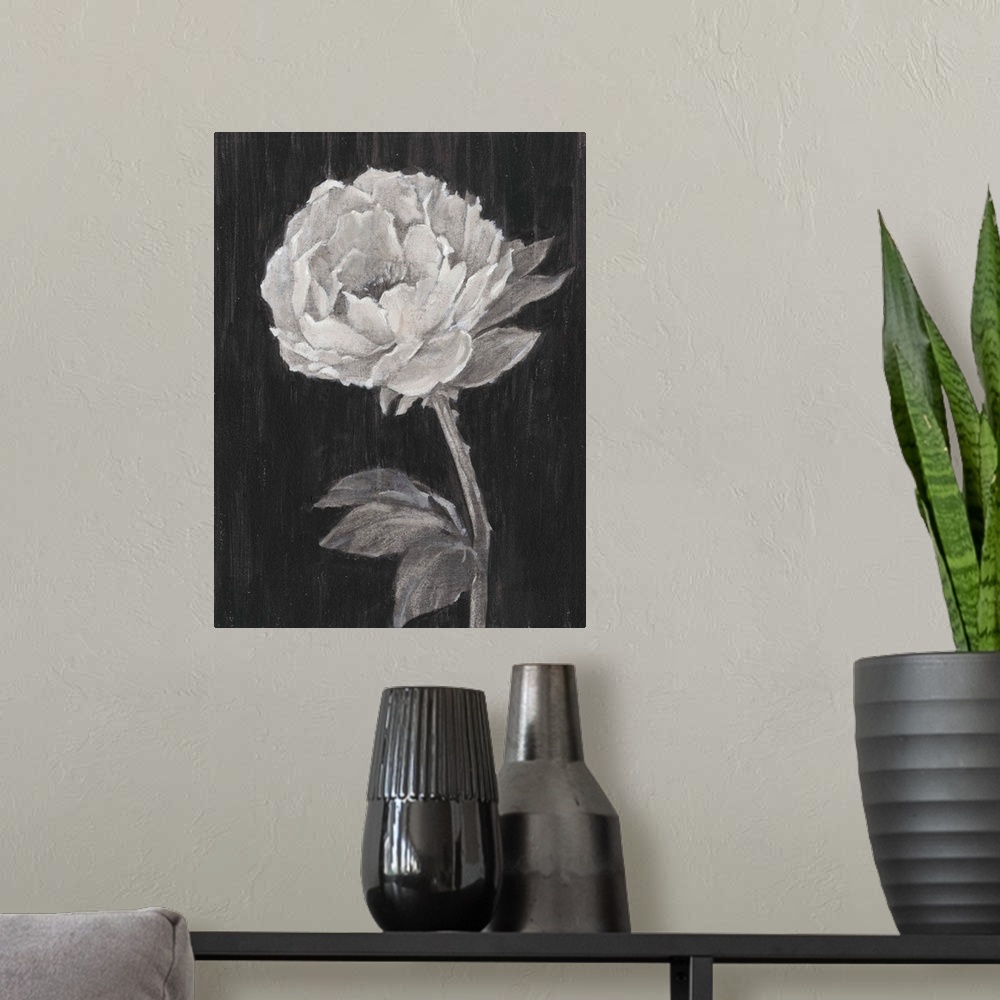 A modern room featuring Black and White Flowers II
