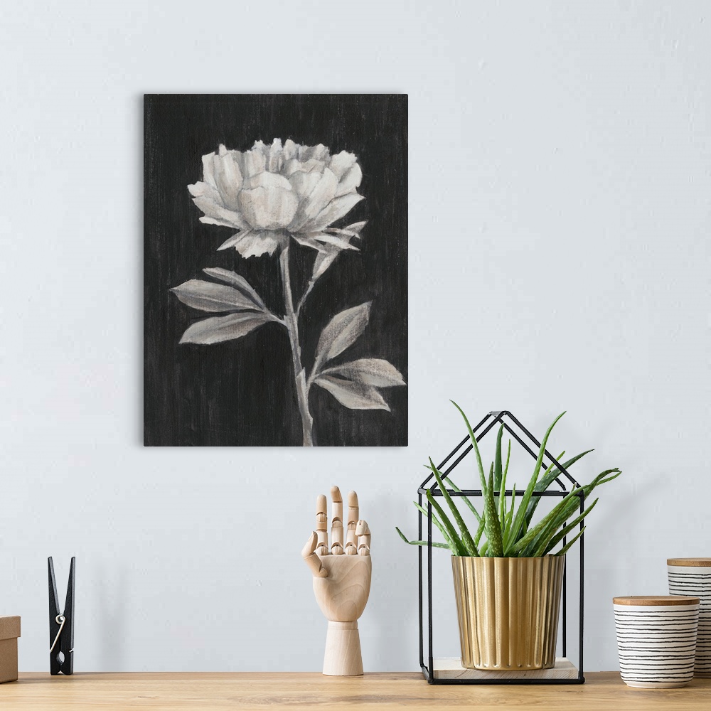 A bohemian room featuring Black and White Flowers III