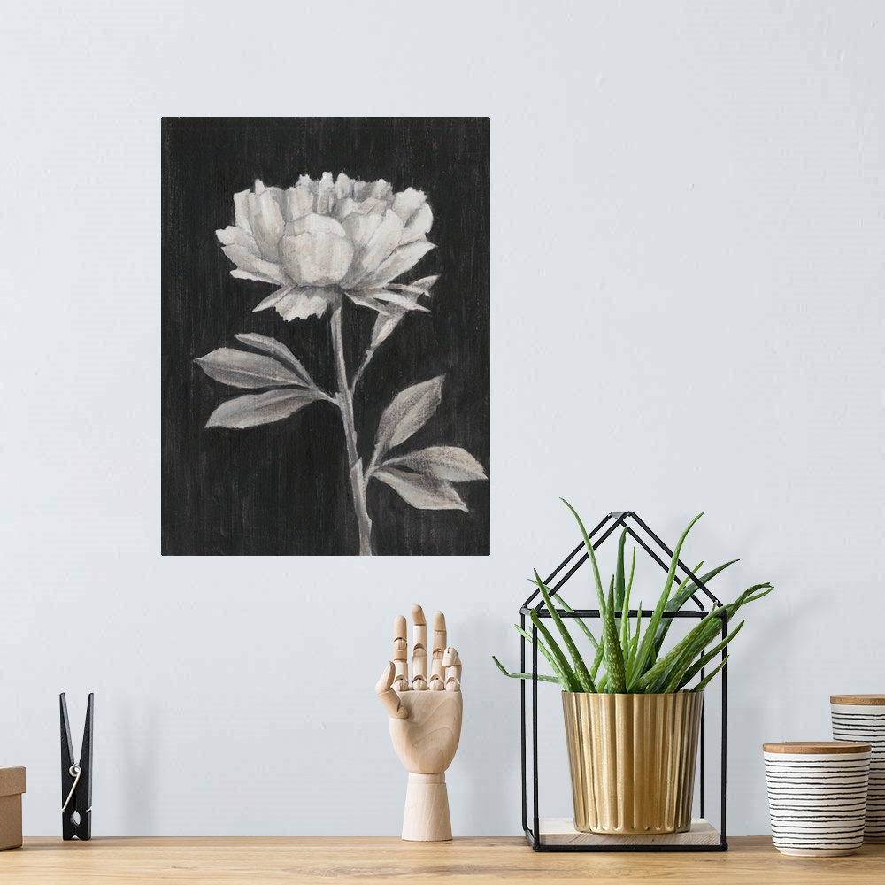 A bohemian room featuring Black and White Flowers III